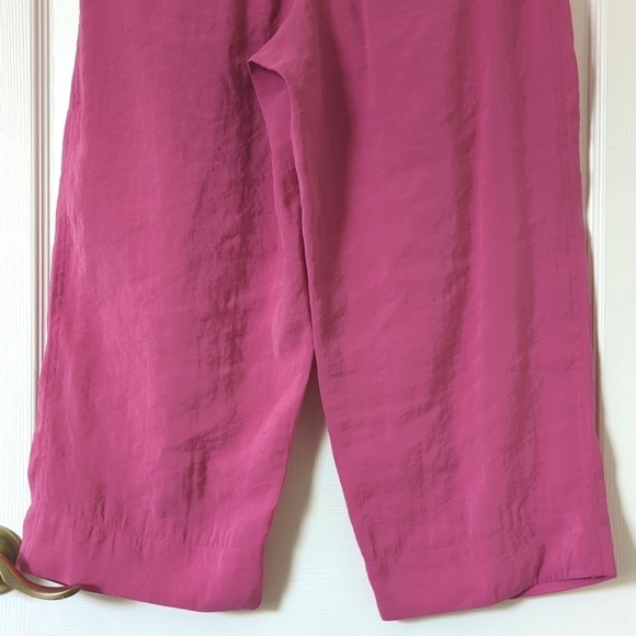 Anthropologie Classic Pleated High Waisted Cropped Wide Leg Trousers Hot Pink 4 - Picture 6 of 15